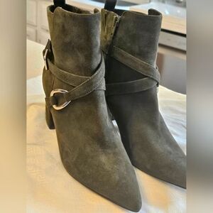WHBM Green Suede "Devon" side buckle bootie Size 7M